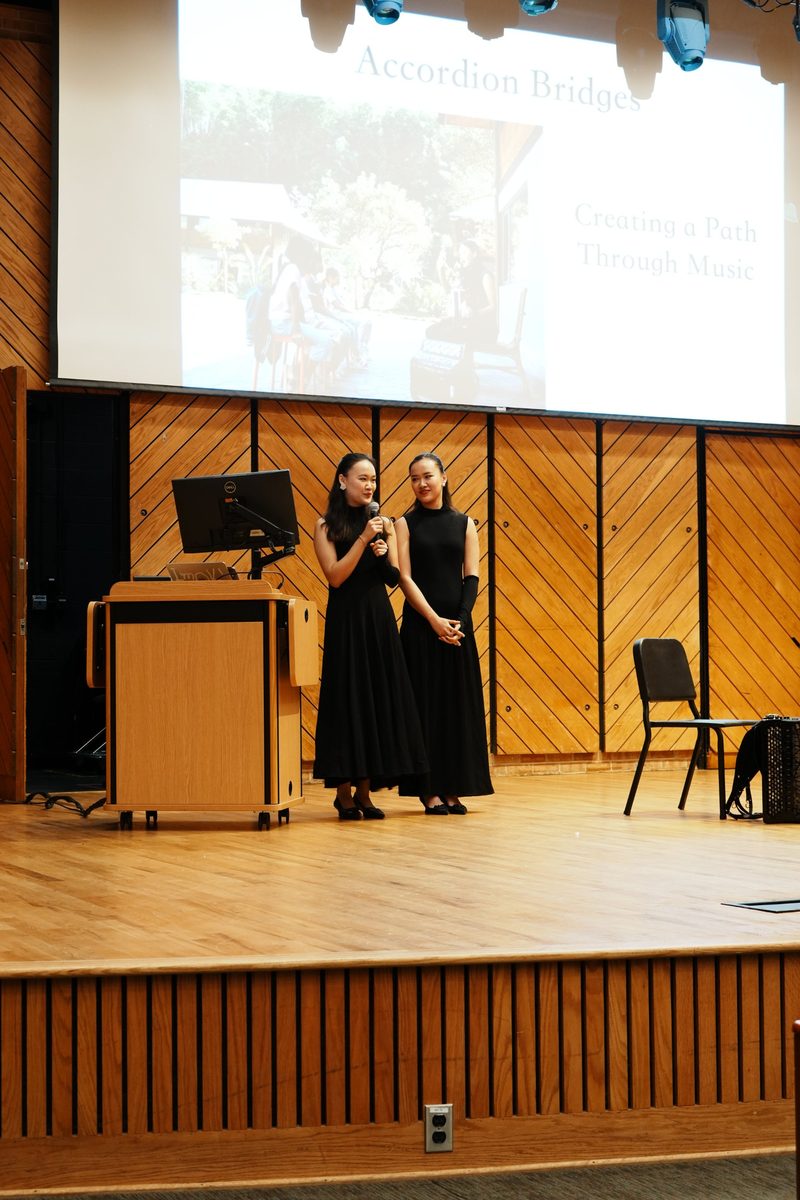 Gemini Duo presenting Accordion Bridges on stage in the United States